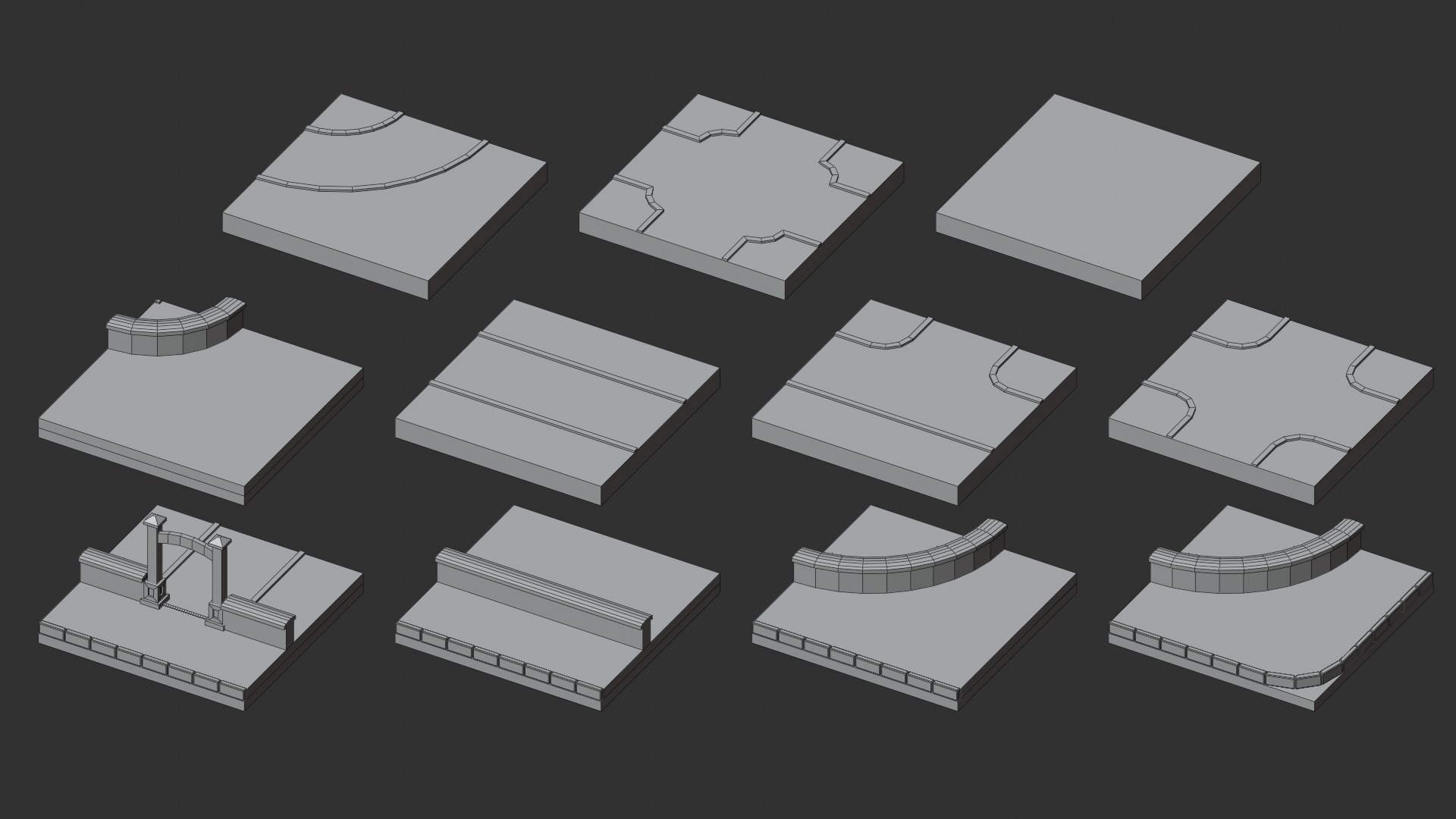 Cartoon Low Poly Modular Park Pack Model - TurboSquid 2244312