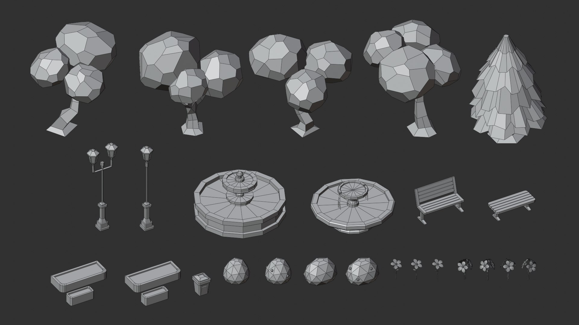 Cartoon Low Poly Modular Park Pack Model - TurboSquid 2244312