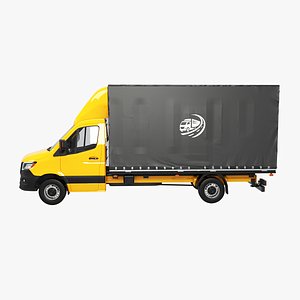 Yellow Modern Curtain Tautliner Van model