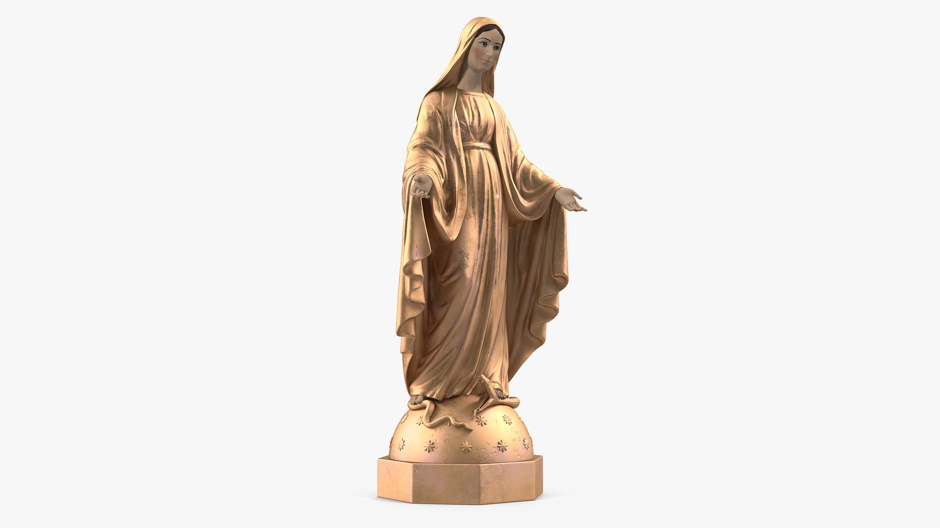 Madonna Virgin Mary Statue Golden 3D model preview