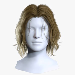 Modern Unisex Messy Shoulder Length Lob Hair Asset - Real-Time 3D model