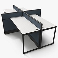 Office Furniture Four Seat Cubicle Gray Blue