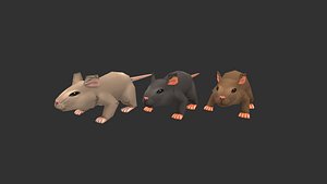 Low Poly Hand Painted Rat