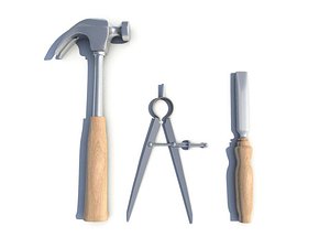 obj hammer calipers chisel