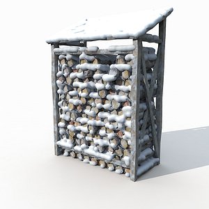 wood shed log 3d obj