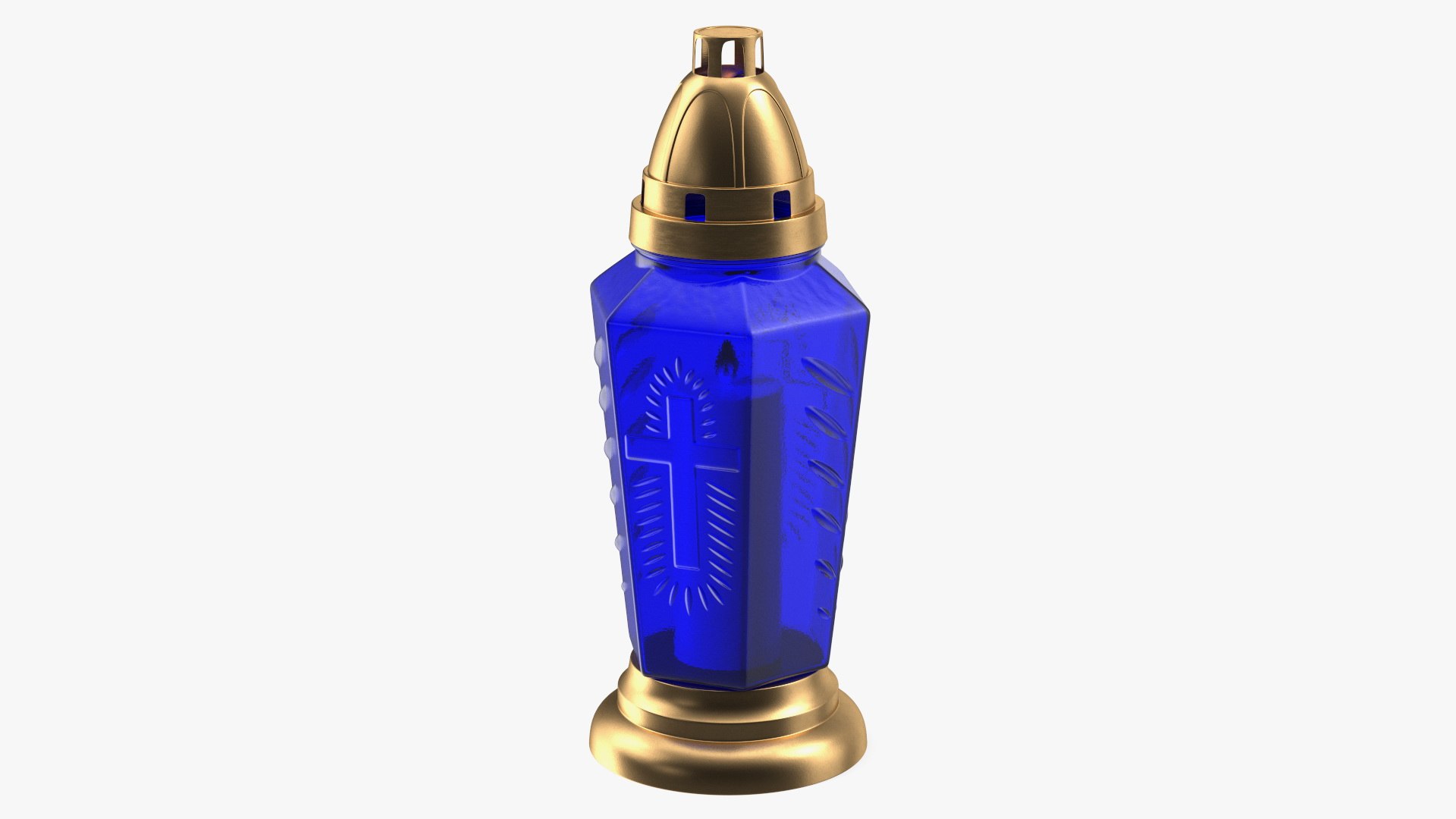 Blue Glass Lantern Eternal Candle Holder 3D model preview