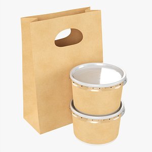 Takeaway paper bag and containers