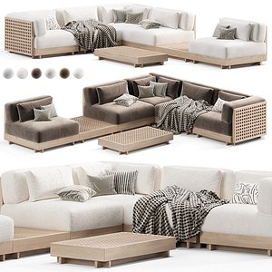 Homary Teak Modular Outdoor Sectional Sofa