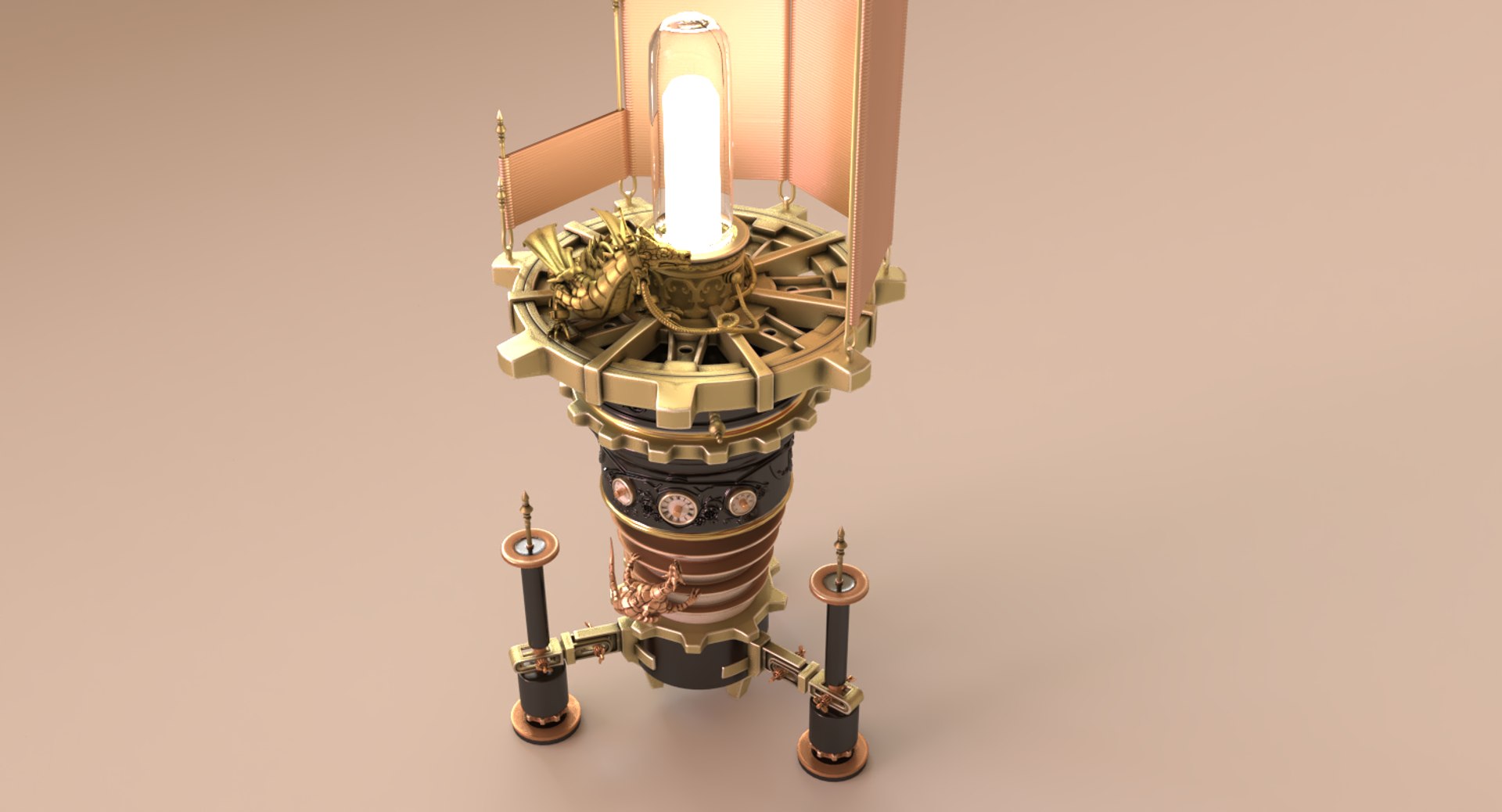 3D Model Steampunk Lamp Light Interior - TurboSquid 1207472