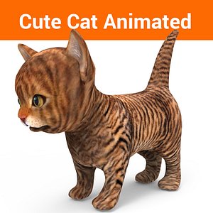 cute cat animation 3D model