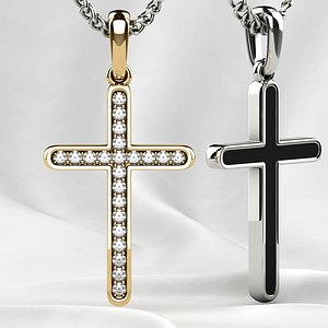 3D gold cross gemstones