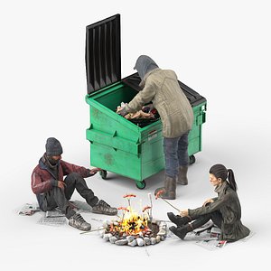 Homeless People Around Fire