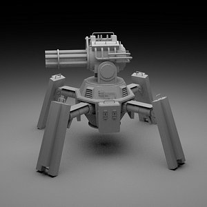3D model turret rigged
