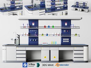 3D model Interior of a modern scientific chemistry laboratory