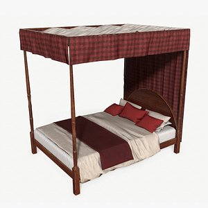 3D furniture cranberry peony double bed