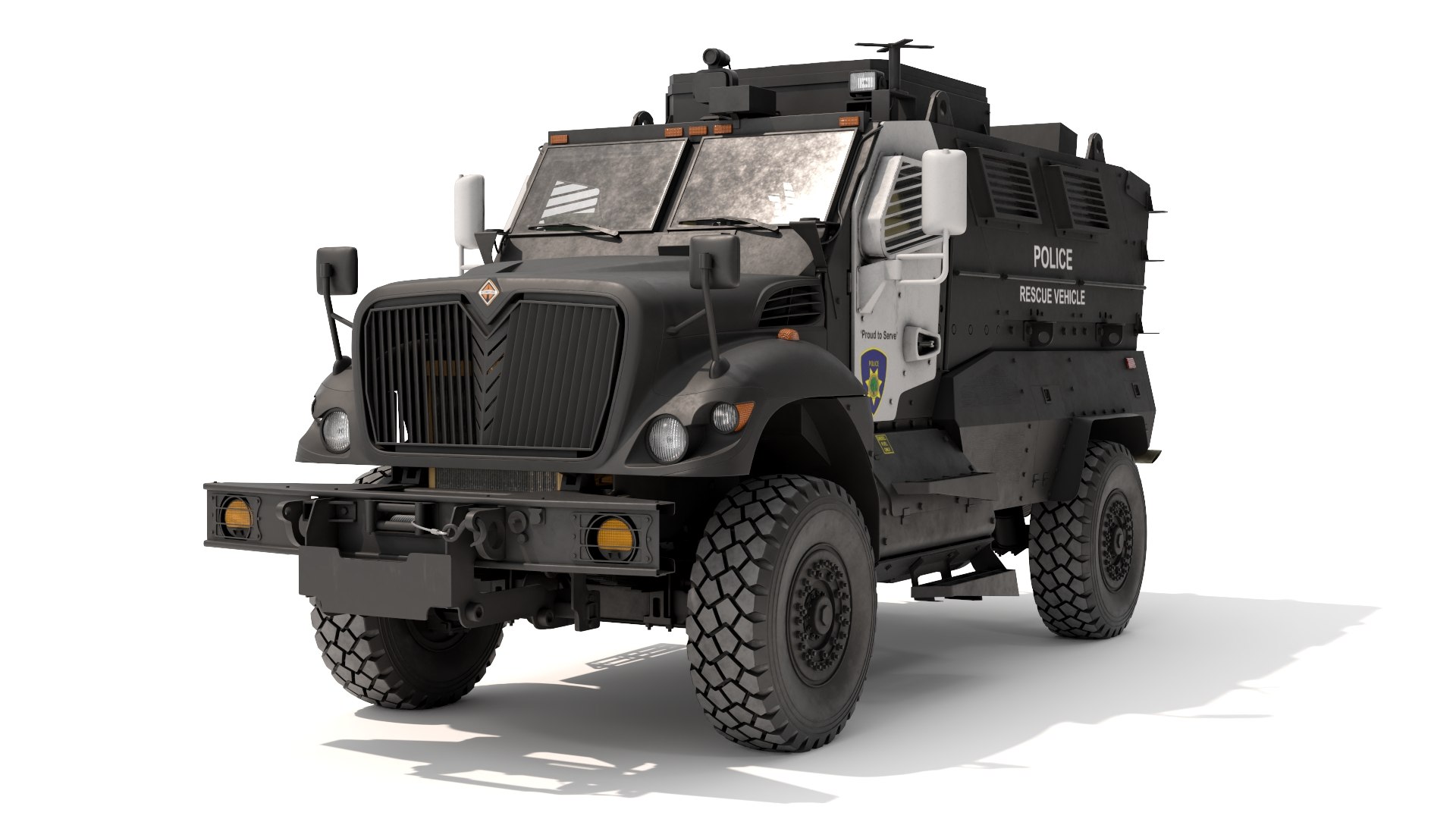 Armored Police Rescue Vehicle Black Rigged 3D model preview