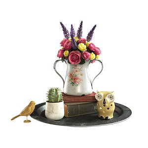 set bouquet flowers 3D model