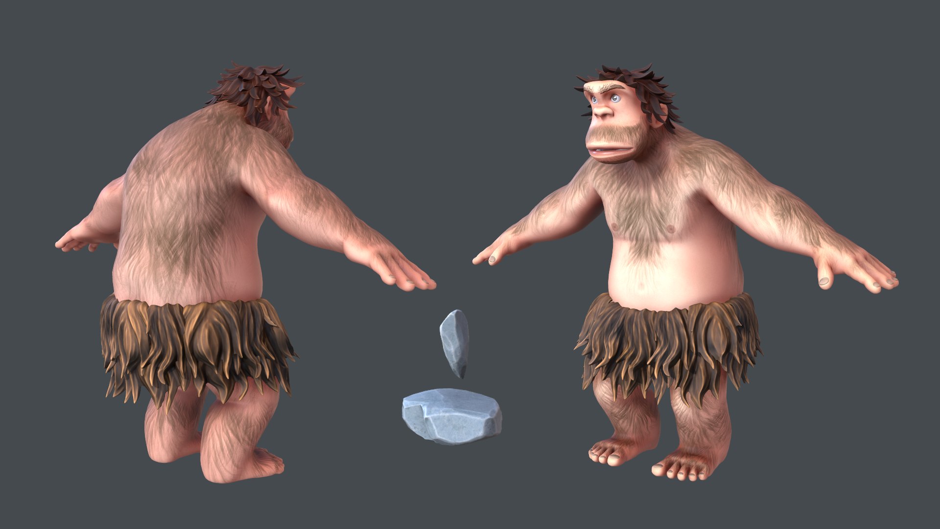 Neanderthal T-Pose Fur 3D model - TurboSquid 2089909