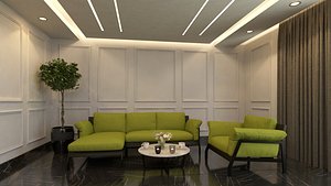 living room interior Scene 3D model 3D