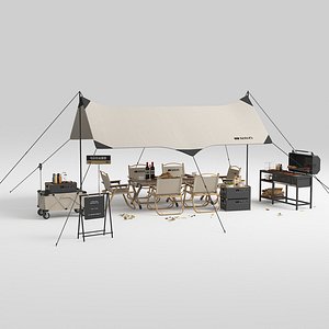 Modern Camping Equipment Combination Outdoor 3D