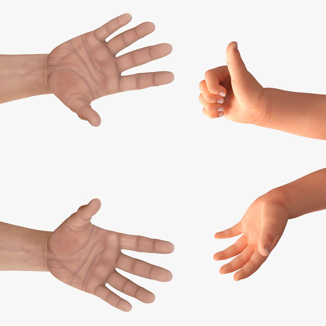 Man and Baby Hands Rigged for Maya Collection 3D model preview