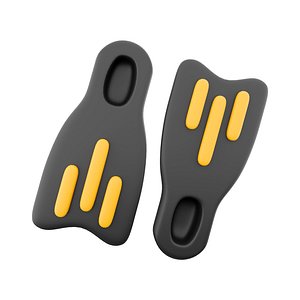 3D model yellow and black fippers icon