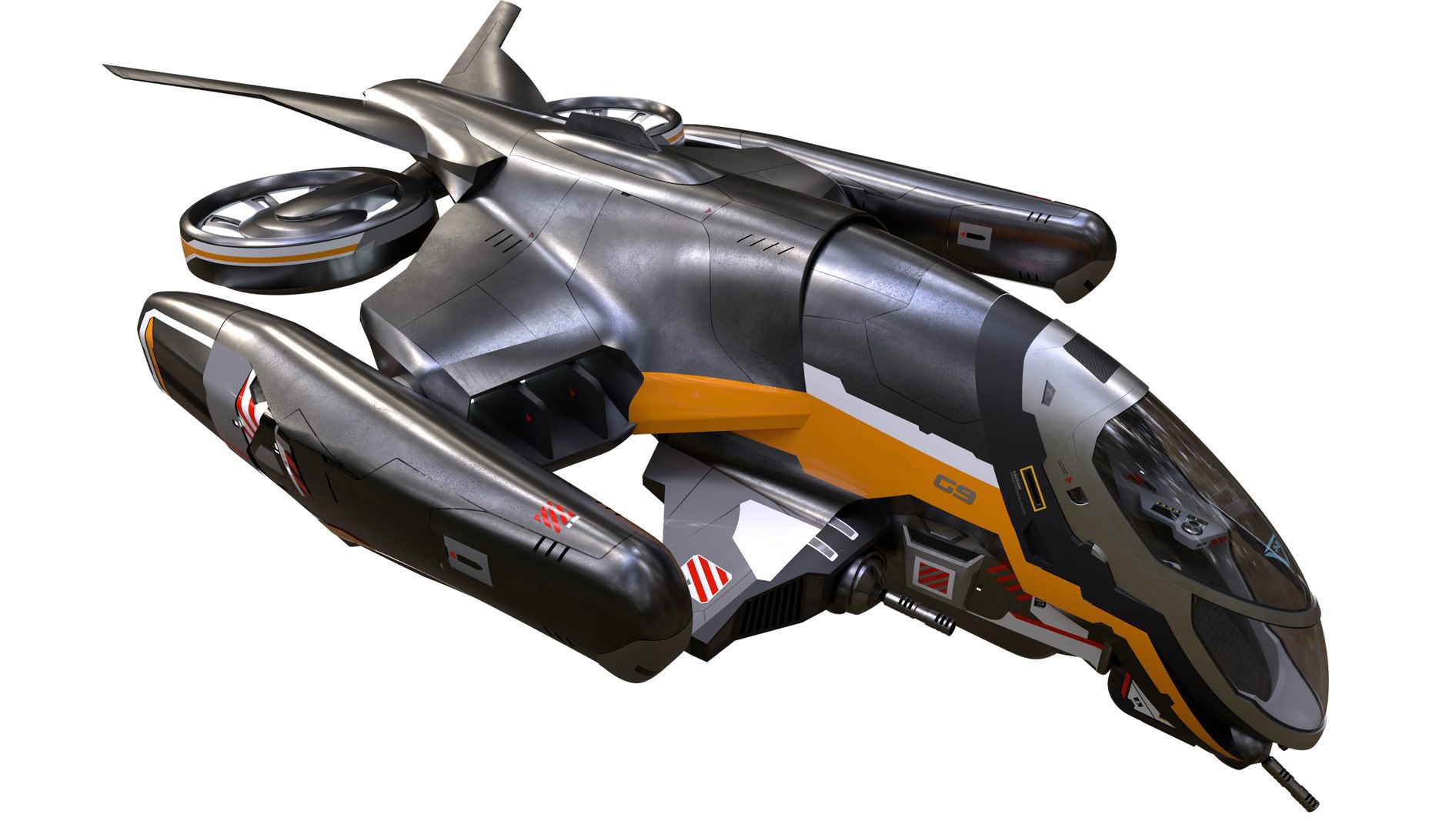 Sci-Fi Light Gunship G9 3D Model - TurboSquid 1916744
