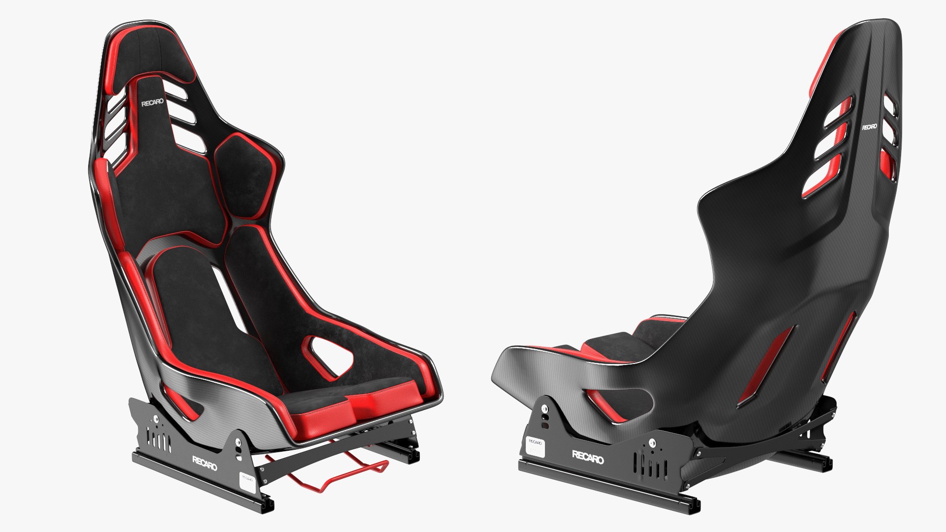 3D model RECARO Podium CF Red Racing Seat with Sliding Mount ...