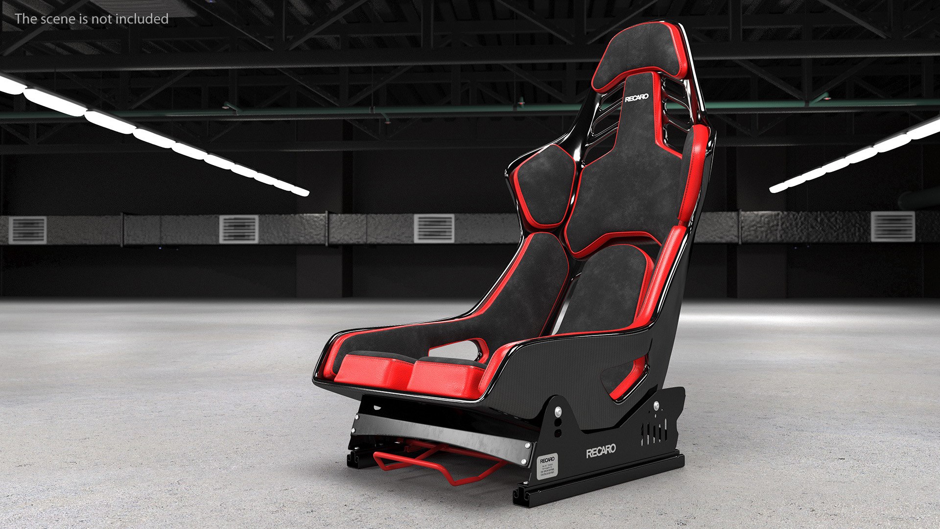 3D Model RECARO Podium CF Red Racing Seat With Sliding Mount ...
