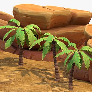 Cartoon Palm Tree Scene 3D