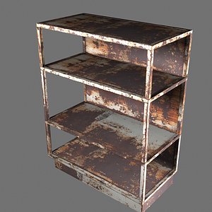 open rusty metal cabinet 3D model