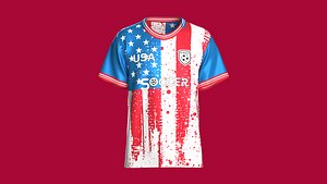 Men USA Flag Splash Sublimation Soccer Jersey Player-21 3D model