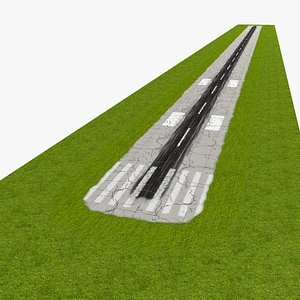 Old runway modules - Concrete Cracked Mk1 with grass - RWY Only 3D model