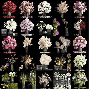 Collection of flower bouquets set of 31 pieces model