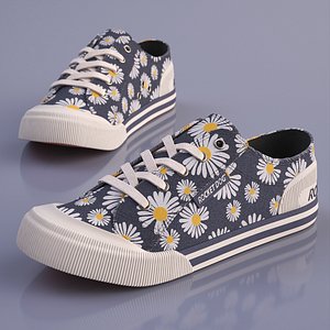 Rocket Dog Canvas Sneakers with Daisy Pattern Navy