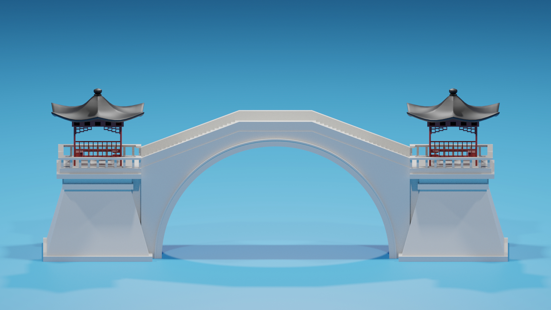 3D model Cartoon Chinese Pavilion and Stone Bridge - TurboSquid 2128977