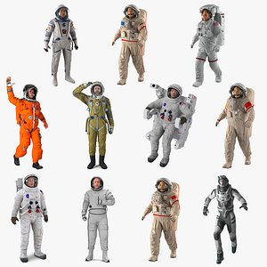 3D astronauts 6 rigged