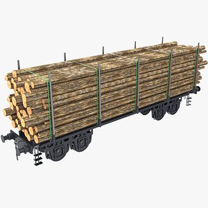3D model Stake Wagon Loaded with Logs