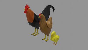3D model chicken pack birds hen