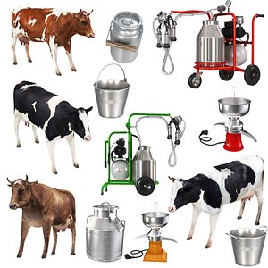 3D 12 in 1 Farm Milking Collection