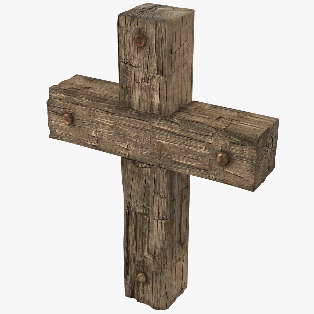 Wooden Cross Weathered 3D model preview