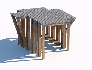 timber wood sunshade summerhouse 3D model