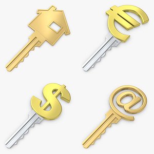 3d model of realistic symbol key set