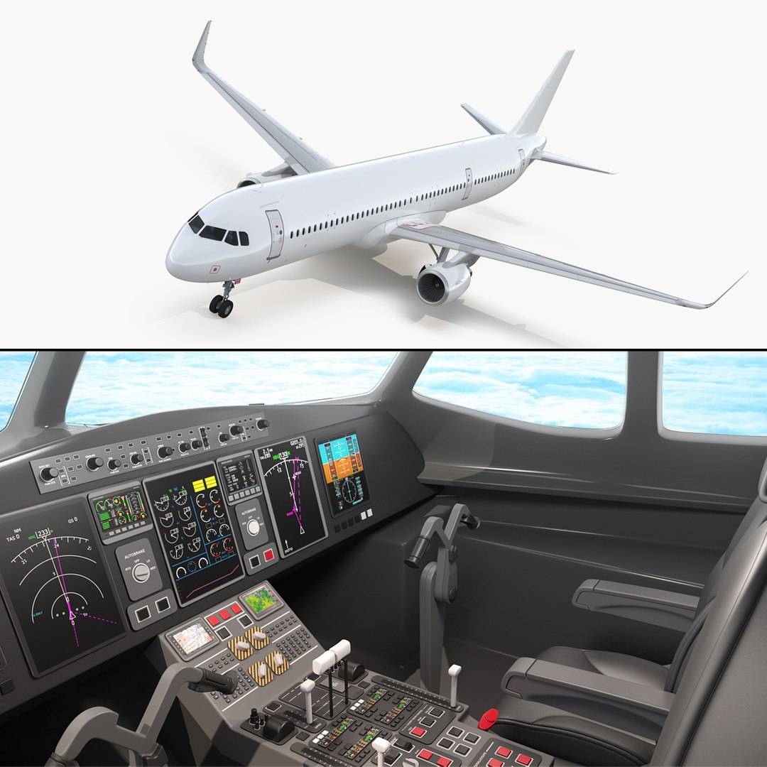 Airbus A321neo with Interior Generic 3D model preview