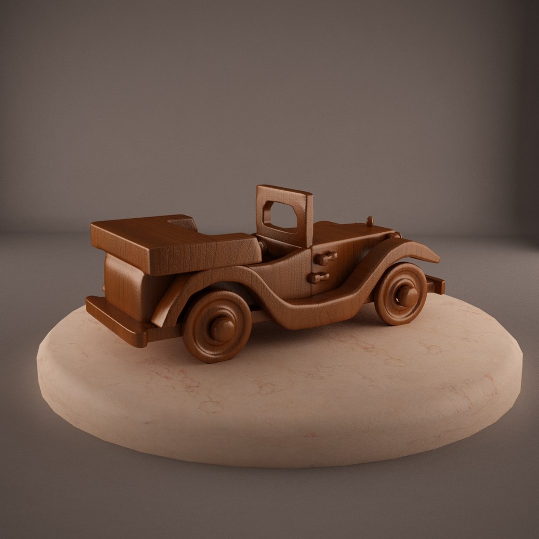 3d old car wood model