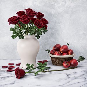 3D red roses model