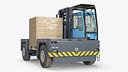 Heavy-Duty Forklift with Wrapped Pallet Load Blue