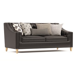 AIKEN leather sofa with cusions 3D