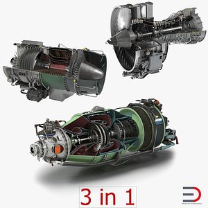 Sectioned Turbojet Engines 3D Models Collection