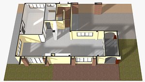 3D House in plan cut 26-12 model